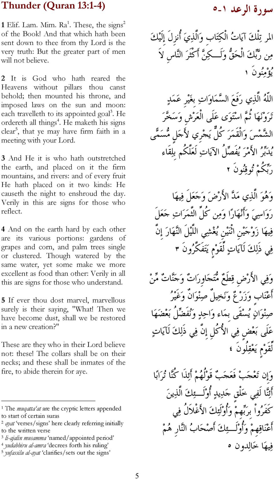 He ordereth all things 4. He maketh his signs clear 5, that ye may have firm faith in a meeting with your Lord.