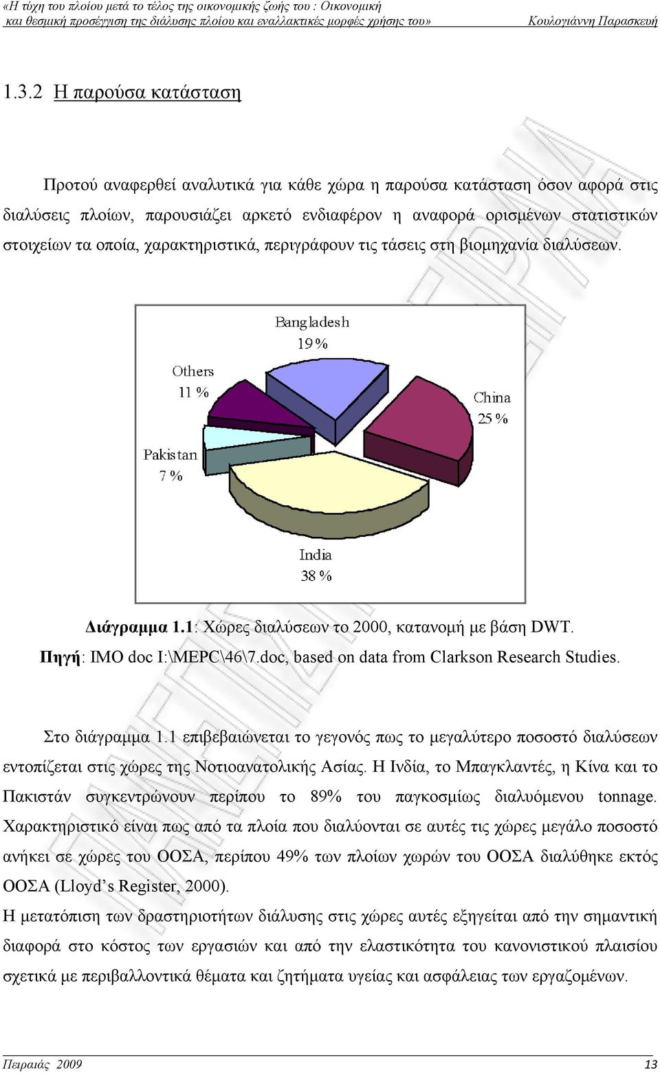 doc, based on data from Clarkson Research Studies. Στο διάγραμμα 1.1 επιβεβαιώνεται το γεγονός πως το μεγαλύτερο ποσοστό διαλύσεων εντοπίζεται στις χώρες της Νοτιοανατολικής Ασίας.