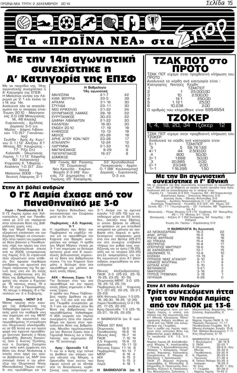 , 48 Αλατάς) Ευρυτανικός - Αχιλλέας Δομοκού 3-0 α.α. Μώλος - Δάφνη Λιβανατών 1-0 (57 Γιαννόπουλος) Στυλίδα - Άρης Αγ. Κων/ νου 3-1 (12 Αλεξίου, 61 Μπίκος, 65 Κουφιώτης - 77 Ρίζο Σπ.