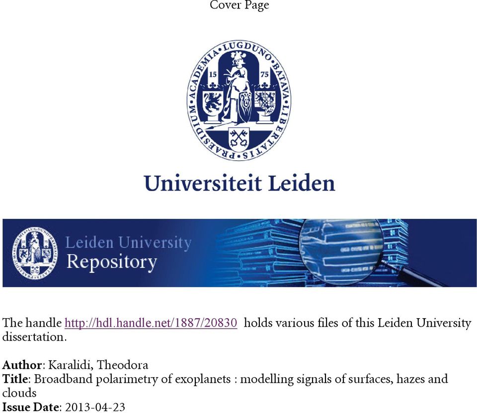 net/1887/20830 holds various files of this Leiden University