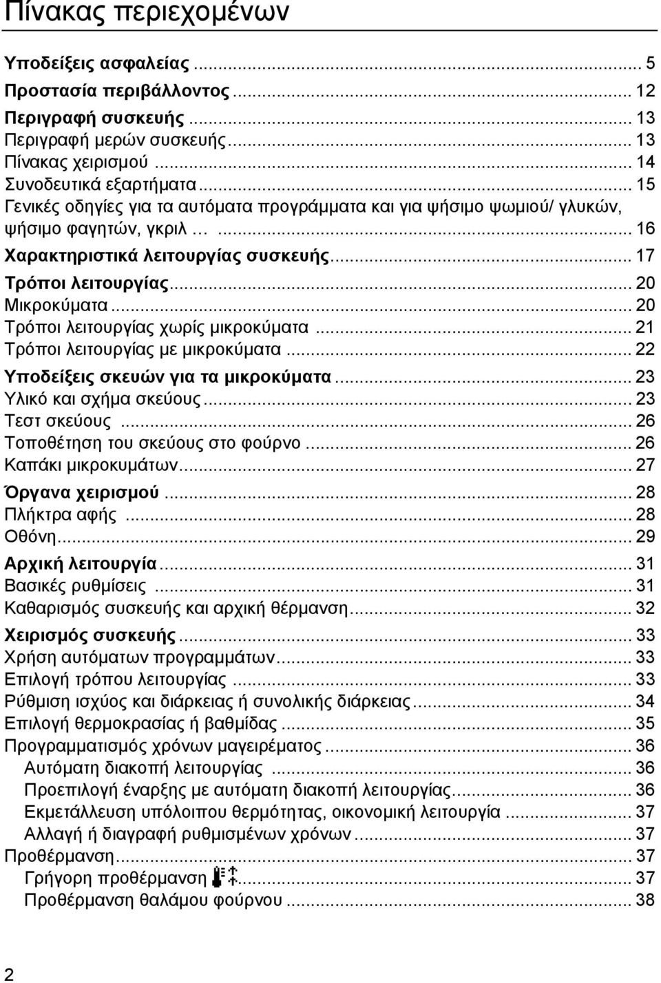 .. 20 Τρόποι λειτουργίας χωρίς µικροκύµατα... 21 Τρόποι λειτουργίας µε µικροκύµατα... 22 Υποδείξεις σκευών για τα µικροκύµατα... 23 Υλικό και σχήµα σκεύους... 23 Τεστ σκεύους.