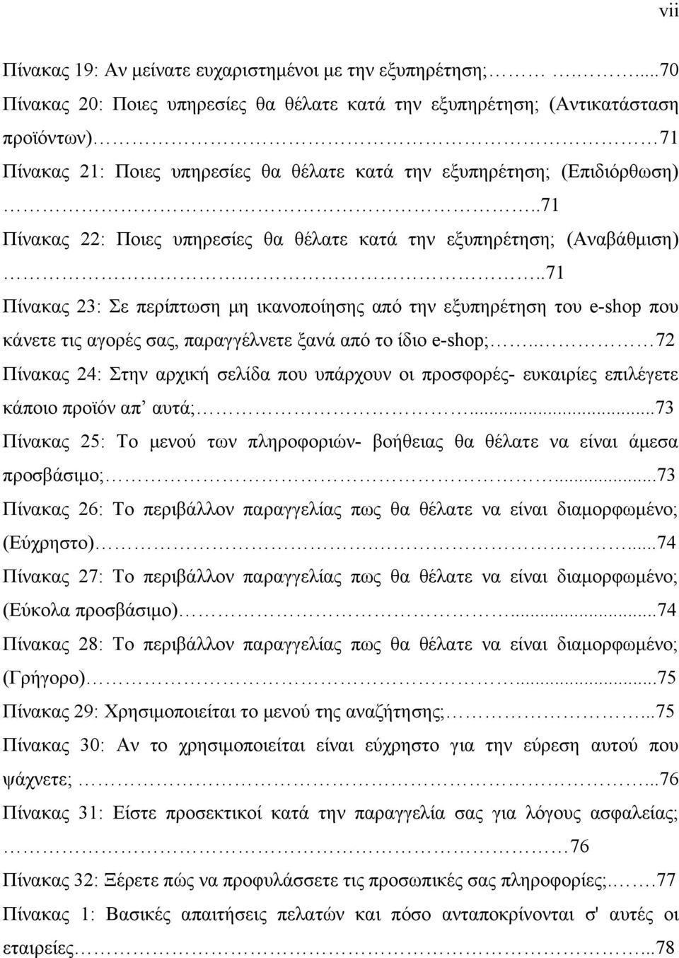 .71 Πίνακας 22: Ποιες υπηρεσίες θα θέλατε κατά την εξυπηρέτηση; (Αναβάθμιση).