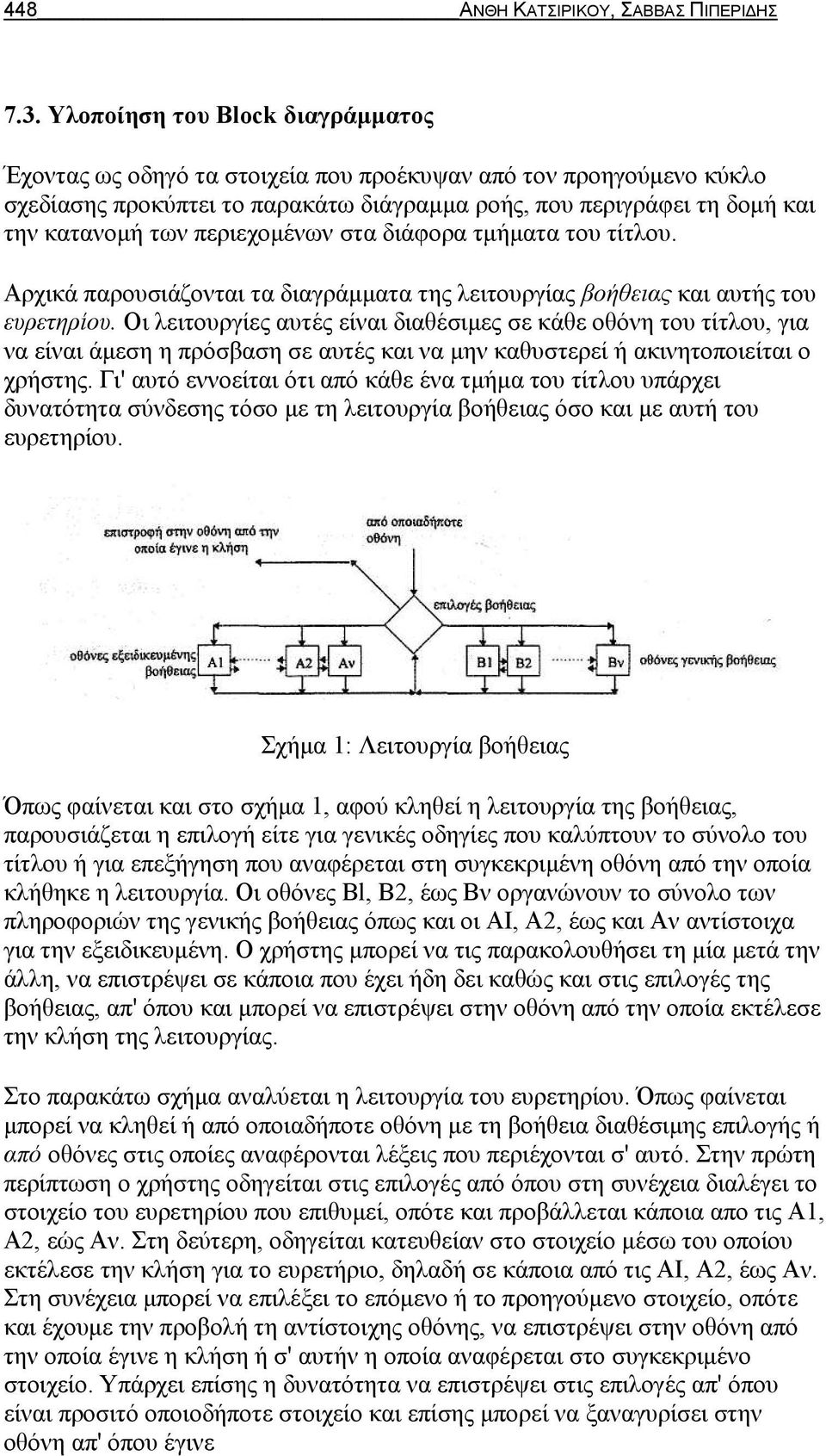 περιεχομένων στα διάφορα τμήματα του τίτλου. Αρχικά παρουσιάζονται τα διαγράμματα της λειτουργίας βοήθειας και αυτής του ευρετηρίου.