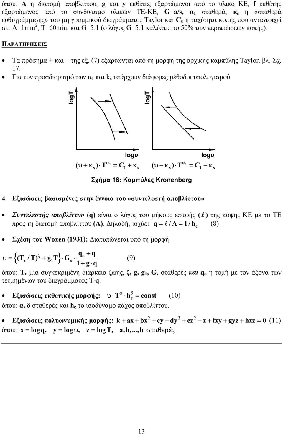 (7) εξαρτώνται από τη µορφή της αρχικής καµπύλης Taylor, βλ. Σχ. 17. Για τον προσδιορισµό των α 1 και k s υπάρχουν διάφορες µέθοδοι υπολογισµού.