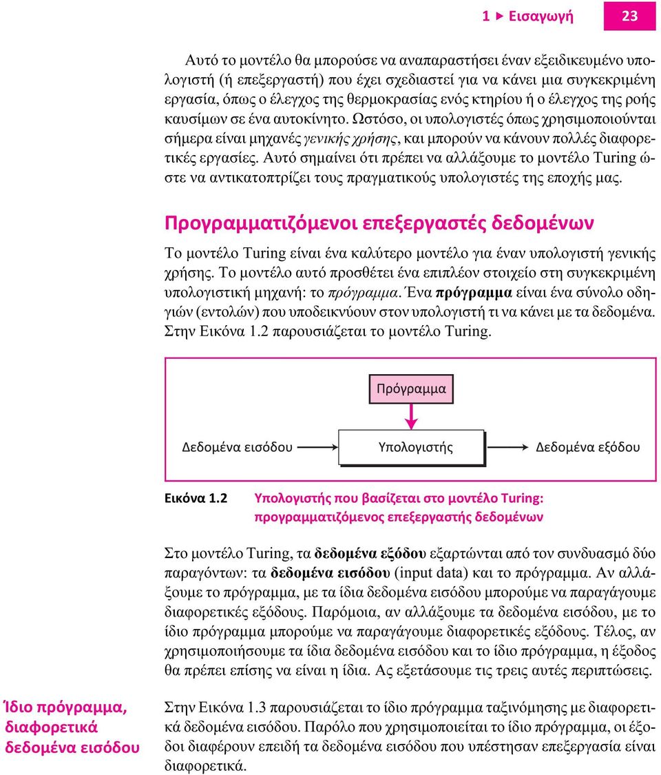 Αυτό σηµαίνει ότι πρέπει να αλλάξουµε το µοντέλο Turing ώ- στε να αντικατοπτρίζει τους πραγµατικούς υπολογιστές της εποχής µας.