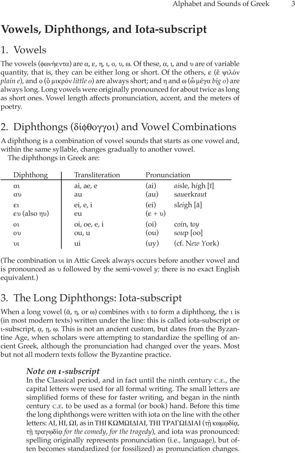 Of the others, ε (ἒ ψιλόν plain e), and ο (ὂ μικρόν little o) are always short; and η and ω (ὦ μέγα big o) are always long.