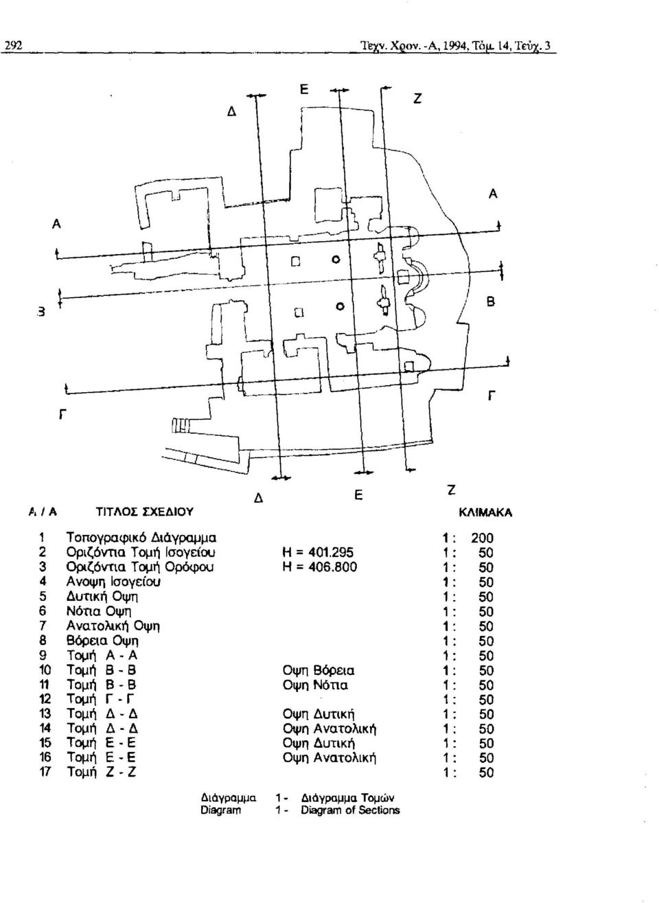 295 1 ; 50 3 Οριζόντια Τομή Ορόφου Η= 406.