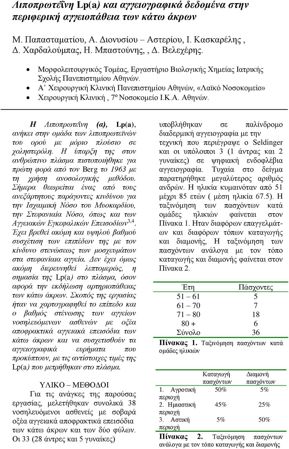 Η ύπαρξη της στον ανθρώπινο πλάσμα πιστοποιήθηκε για πρώτη φορά από τον Berg το 9 με τη χρήση ανοσολογικής μεθόδου.