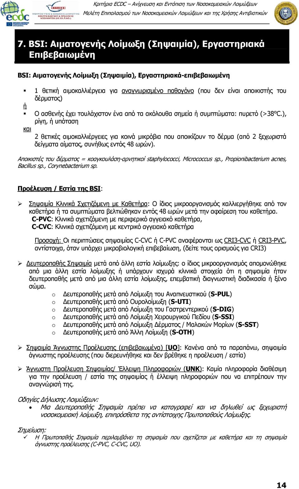 ), ρίγη, ή υπόταση 2 θετικές αιμοκαλλιέργειες για κοινά μικρόβια που αποικίζουν το δέρμα (από 2 ξεχωριστά δείγματα αίματος, συνήθως εντός 48 ωρών).