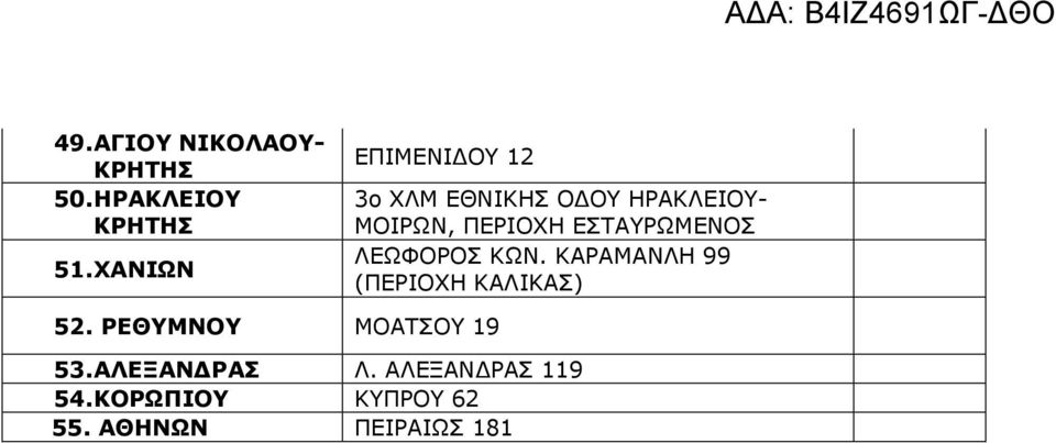 ΕΣΤΑΥΡΩΜΕΝΟΣ ΛΕΩΦΟΡΟΣ ΚΩΝ. ΚΑΡΑΜΑΝΛΗ 99 (ΠΕΡΙΟΧΗ ΚΑΛΙΚΑΣ) 52.