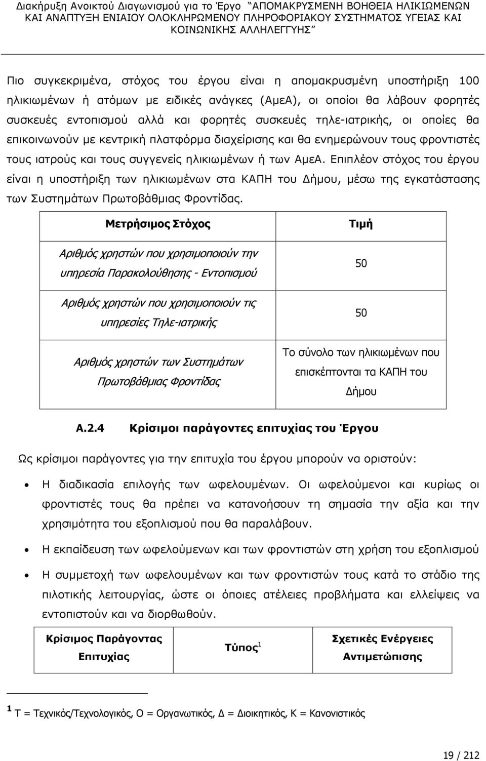 Επιπλέον στόχος του έργου είναι η υποστήριξη των ηλικιωµένων στα ΚΑΠΗ του ήµου, µέσω της εγκατάστασης των Συστηµάτων Πρωτοβάθµιας Φροντίδας.