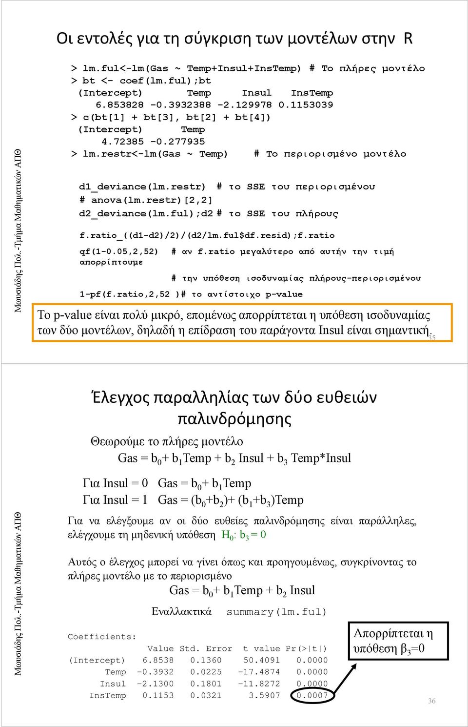 restr)[2,2] d2_deviance(lm.ful);d2 # το SSE του πλήρους f.ratio_((d1-d2)/2)/(d2/lm.ful$df.resid);f.ratio qf(1-0.05,2,52) # αν f.