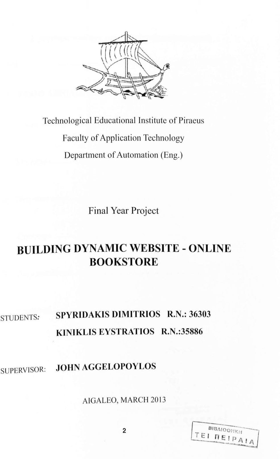 ) Final Year Project BUILDING DYNAMIC WEBSITE - ONLINE BOOKSTORE STUDENTS: