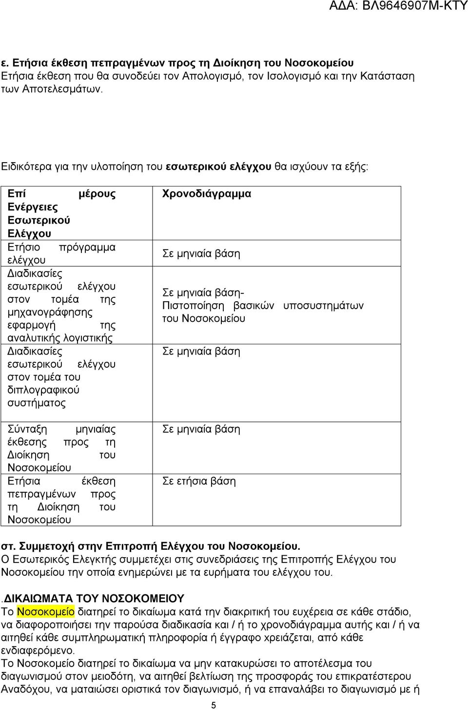 εφαρμογή της αναλυτικής λογιστικής Διαδικασίες εσωτερικού ελέγχου στον τομέα του διπλογραφικού συστήματος Σύνταξη μηνιαίας έκθεσης προς τη Διοίκηση του Νοσοκομείου Ετήσια έκθεση πεπραγμένων προς τη