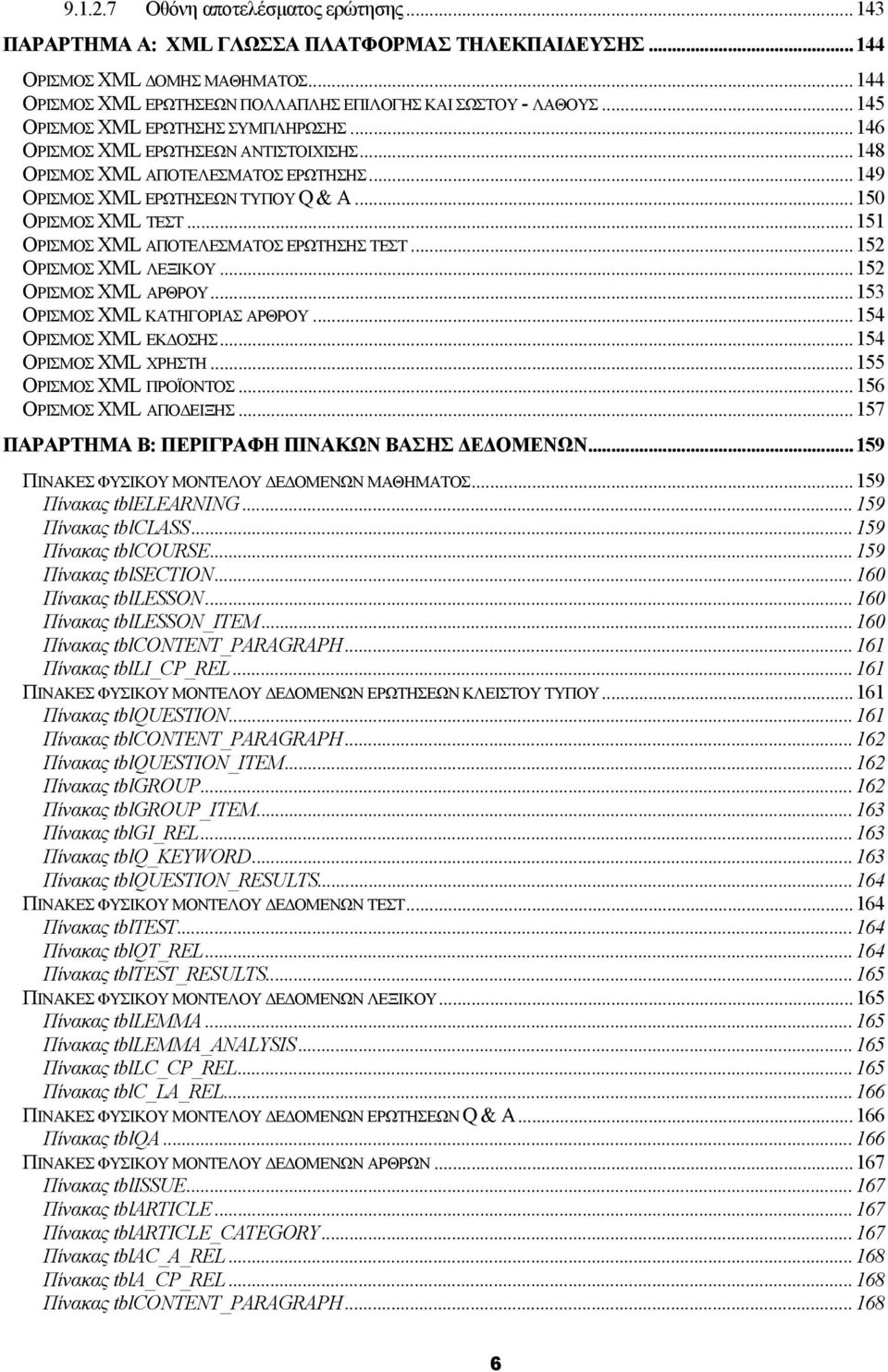 ..151 ΟΡΙΣΜΟΣ XML ΑΠΟΤΕΛΕΣΜΑΤΟΣ ΕΡΩΤΗΣΗΣ ΤΕΣΤ...152 ΟΡΙΣΜΟΣ XML ΛΕΞΙΚΟΥ...152 ΟΡΙΣΜΟΣ XML ΑΡΘΡΟΥ...153 ΟΡΙΣΜΟΣ XML ΚΑΤΗΓΟΡΙΑΣ ΑΡΘΡΟΥ...154 ΟΡΙΣΜΟΣ XML ΕΚ ΟΣΗΣ...154 ΟΡΙΣΜΟΣ XML ΧΡΗΣΤΗ.