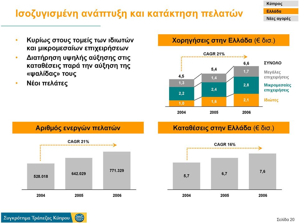 ) 4,5 2,2 1,0 CAGR 21% 5,4 1,4 2,4 1,6 1,7 2,8 2,1 2004 2005 2006 6,6 ΣΥΝΟΛΟ Μεγάλες επιχειρήσεις Μικροµεσαίες επιχειρήσεις Ιδιώτες