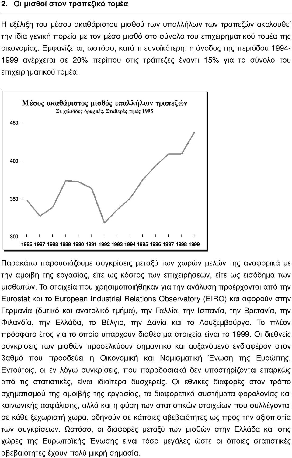 450 Μέσος ακαθάριστος μισθός υπαλλήλων τραπεζών Σε χιλιάδες δραχμές.