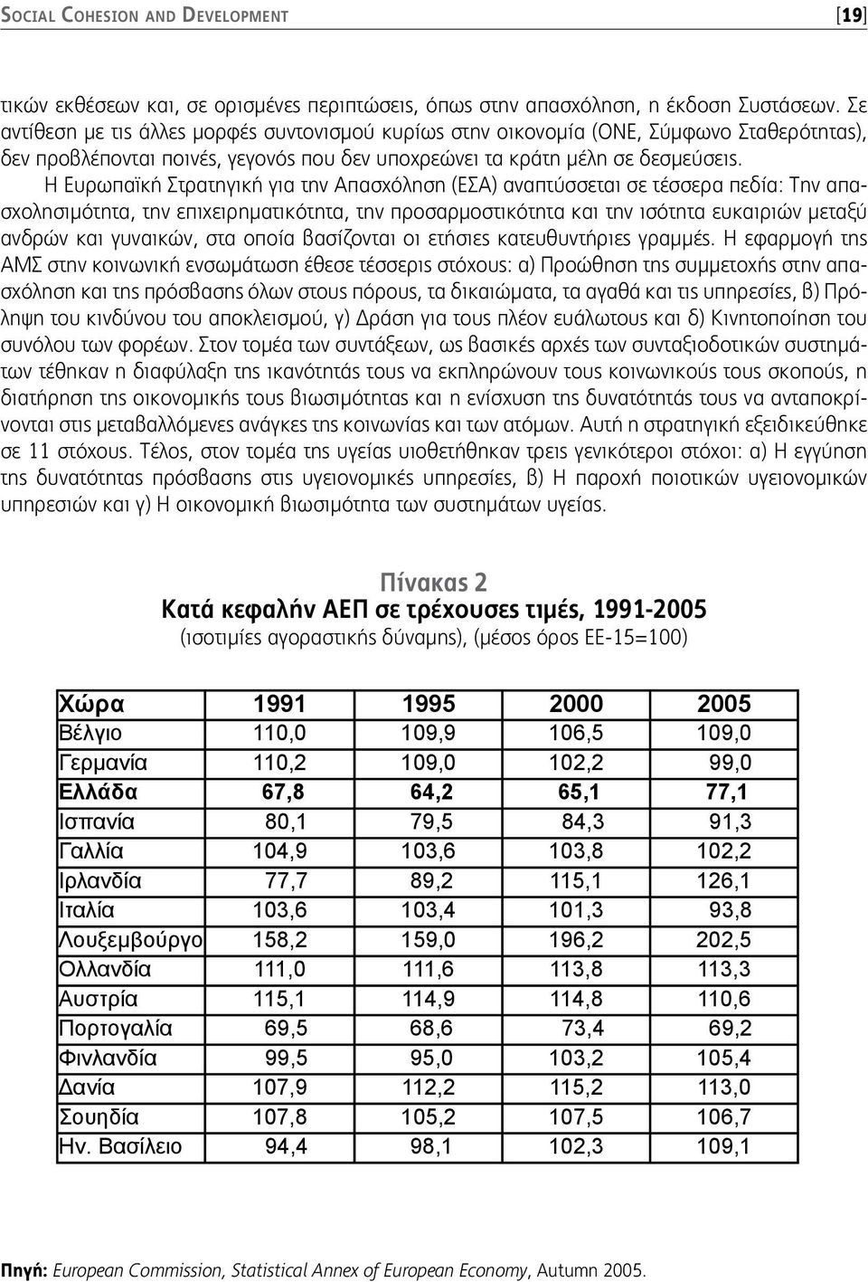 Η Ευρωπαϊκή Στρατηγική για την Απασχόληση (ΕΣΑ) αναπτύσσεται σε τέσσερα πεδία: Την απασχολησιμότητα, την επιχειρηματικότητα, την προσαρμοστικότητα και την ισότητα ευκαιριών μεταξύ ανδρών και