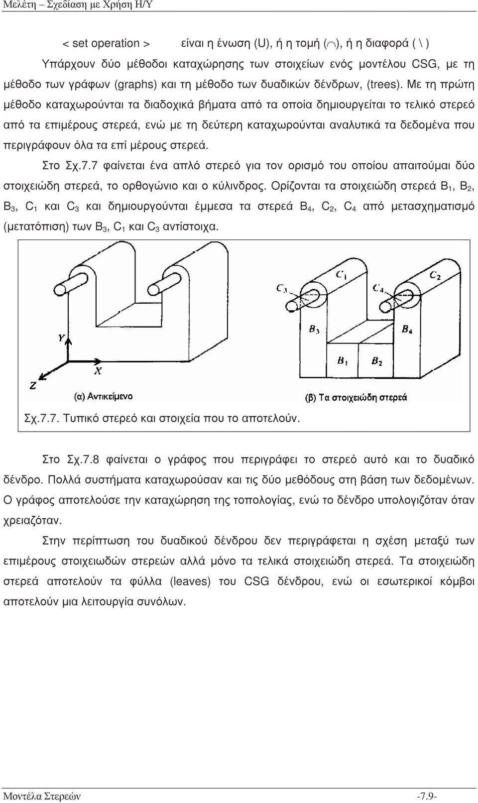 Με τη πρώτη µέθοδο καταχωρούνται τα διαδοχικά βήµατα από τα οποία δηµιουργείται το τελικό στερεό από τα επιµέρους στερεά, ενώ µε τη δεύτερη καταχωρούνται αναλυτικά τα δεδοµένα που περιγράφουν όλα τα