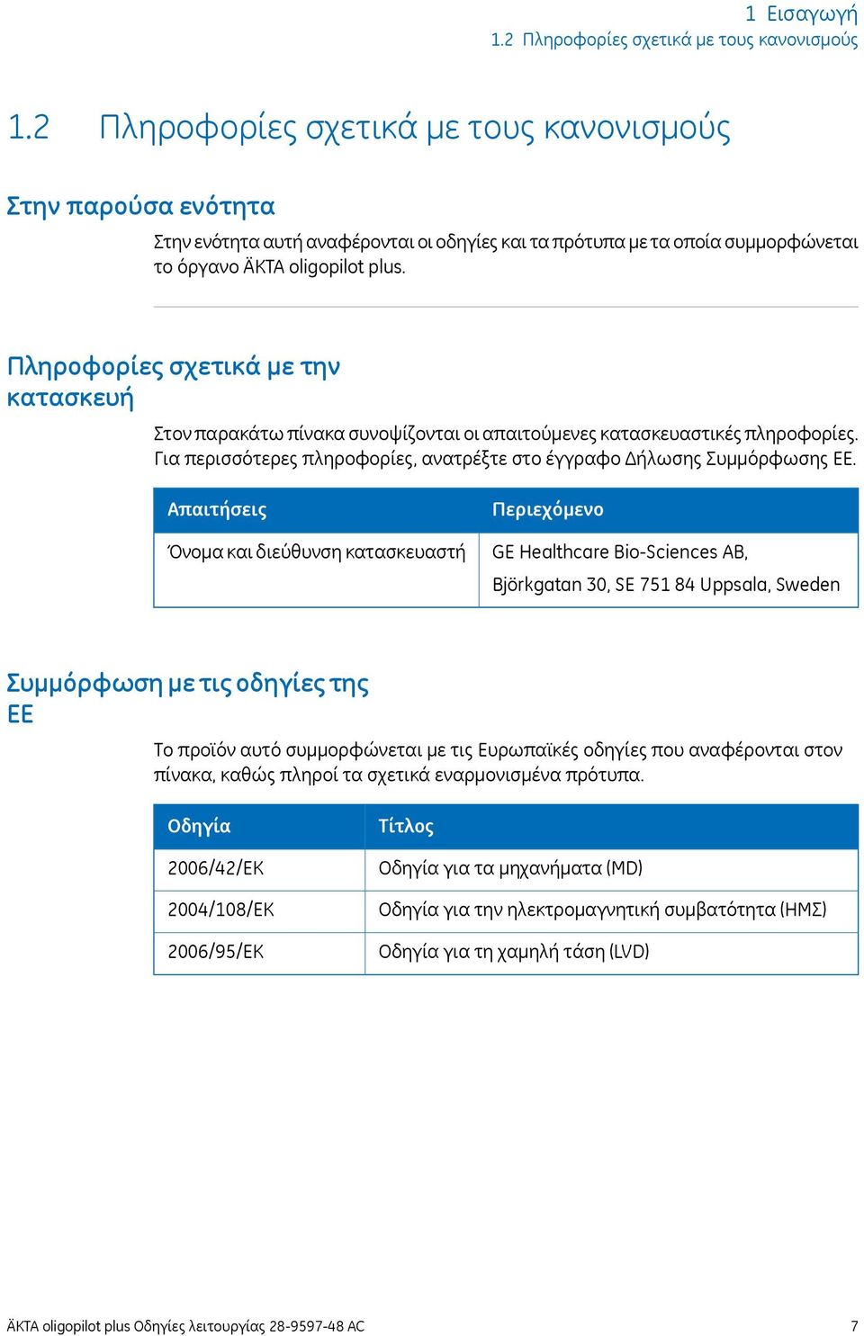 Πληροφορίες σχετικά με την κατασκευή Στον παρακάτω πίνακα συνοψίζονται οι απαιτούμενες κατασκευαστικές πληροφορίες. Για περισσότερες πληροφορίες, ανατρέξτε στο έγγραφο Δήλωσης Συμμόρφωσης ΕΕ.