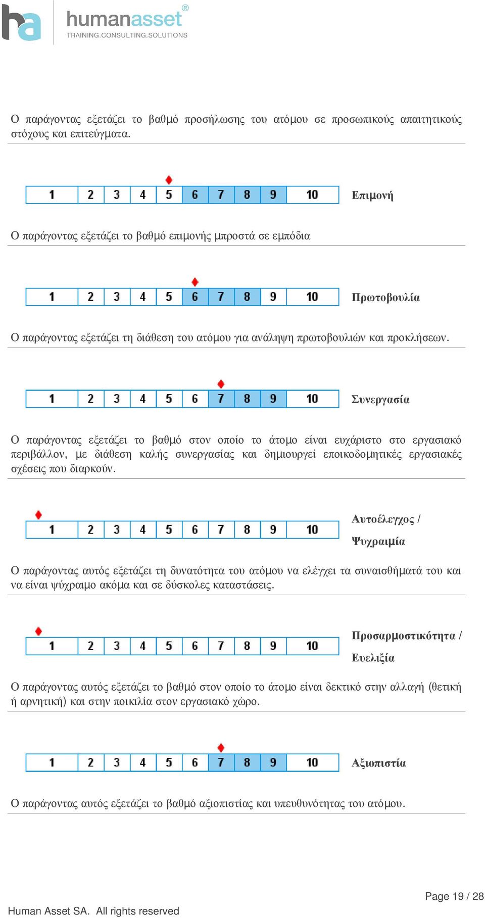 Συνεργασία Ο παράγοντας εξετάζει το βαθμ ό στον οποίο το άτομ ο είναι ευχάριστο στο εργασιακό περιβάλλον, μ ε διάθεση καλής συνεργασίας και δημ ιουργεί εποικοδομ ητικές εργασιακές σχέσεις που