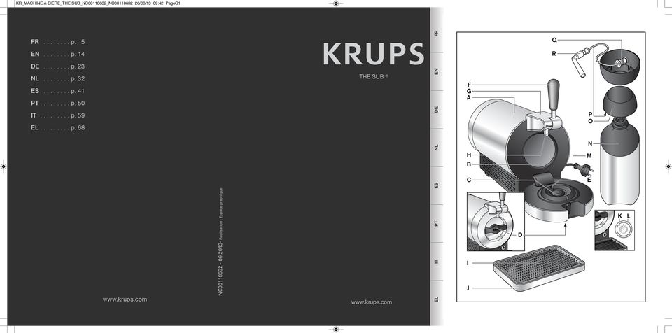 ........ p. 59 EL......... p. 68 DE P O NL H B N M ES C E XXXXXX www.krups.