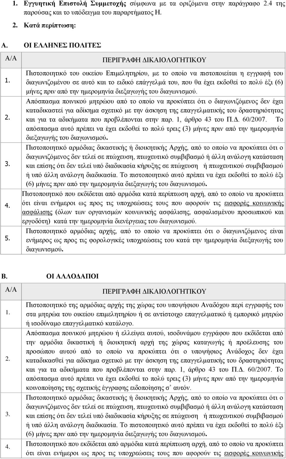 μήνες πριν από την ημερομηνία διεξαγωγής του διαγωνισμού.