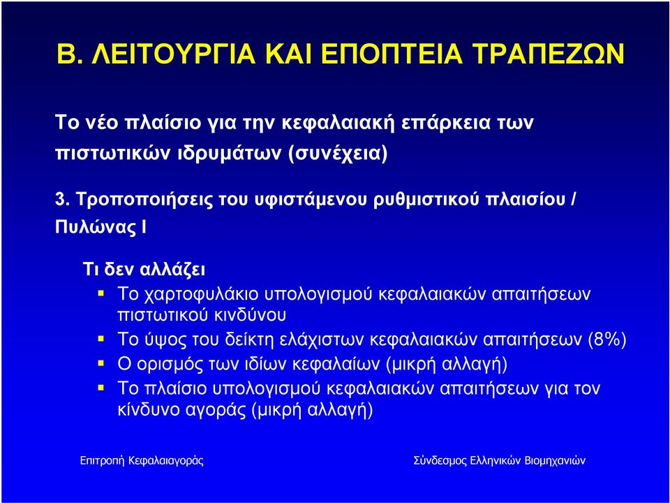 Τροποποιήσεις του υφιστάμενου ρυθμιστικού πλαισίου / Πυλώνας Ι Τι δεν αλλάζει Το χαρτοφυλάκιο υπολογισμού