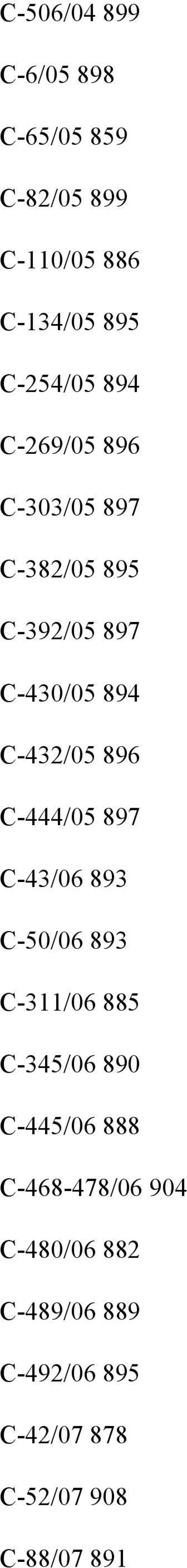 C-444/05 897 C-43/06 893 C-50/06 893 C-311/06 885 C-345/06 890 C-445/06 888