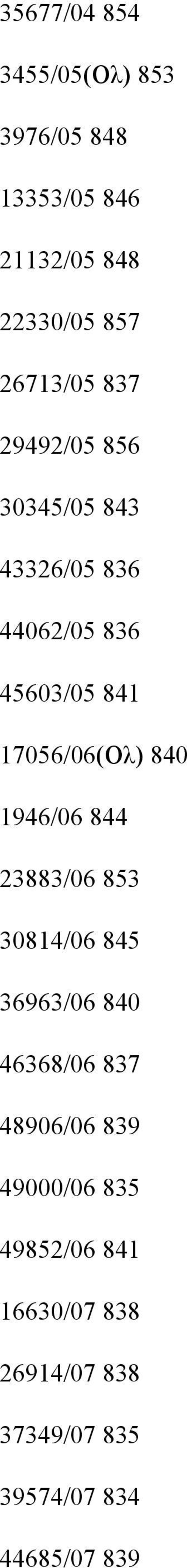 17056/06(Ολ) 840 1946/06 844 23883/06 853 30814/06 845 36963/06 840 46368/06 837