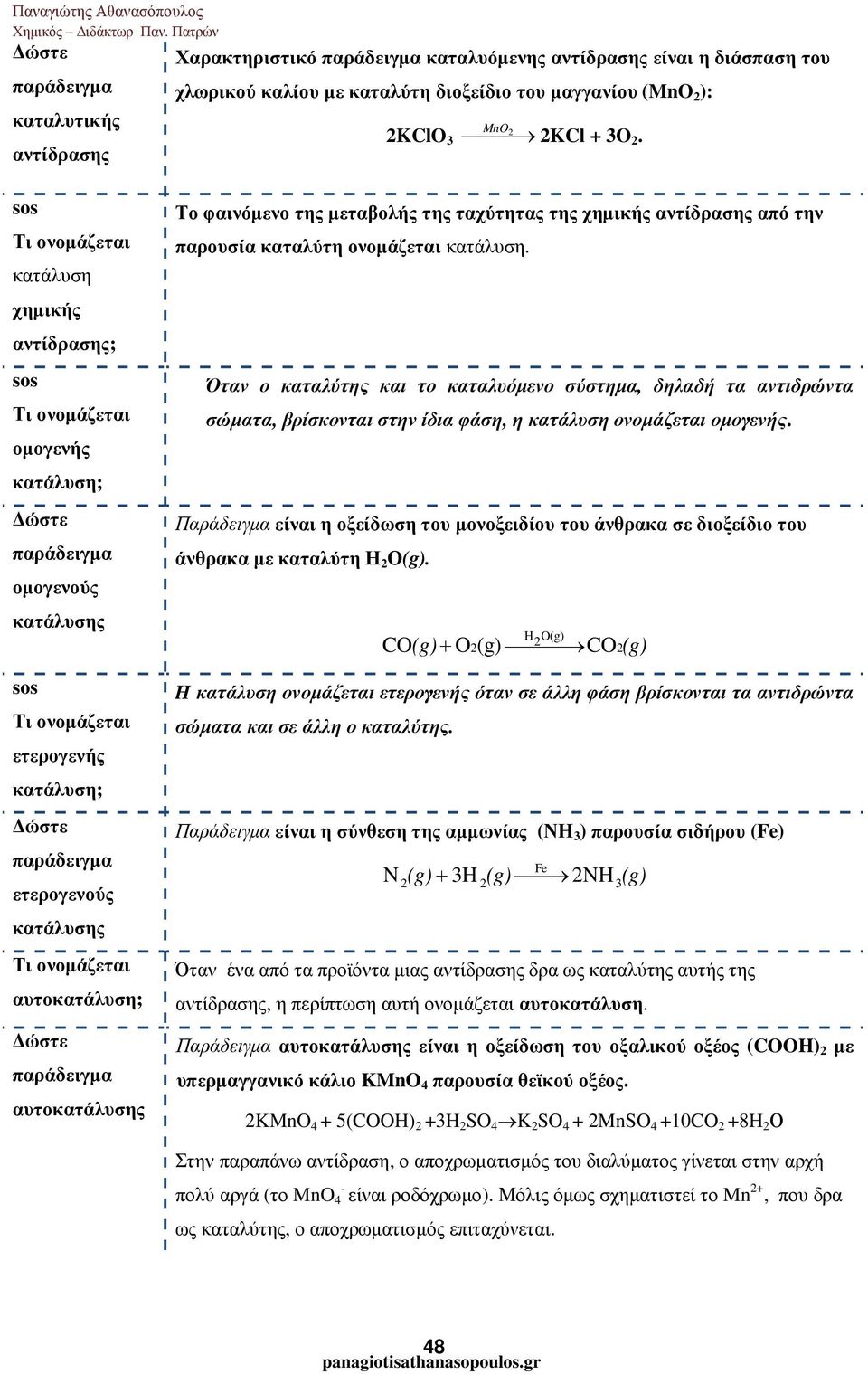 3O 2. sos Τι ονοµάζεται κατάλυση χηµικής sos Τι ονοµάζεται οµογενής κατάλυση; ώστε παράδειγµα οµογενούς κατάλυσης sos Τι ονοµάζεται ετερογενής κατάλυση; ώστε παράδειγµα ετερογενούς κατάλυσης Τι