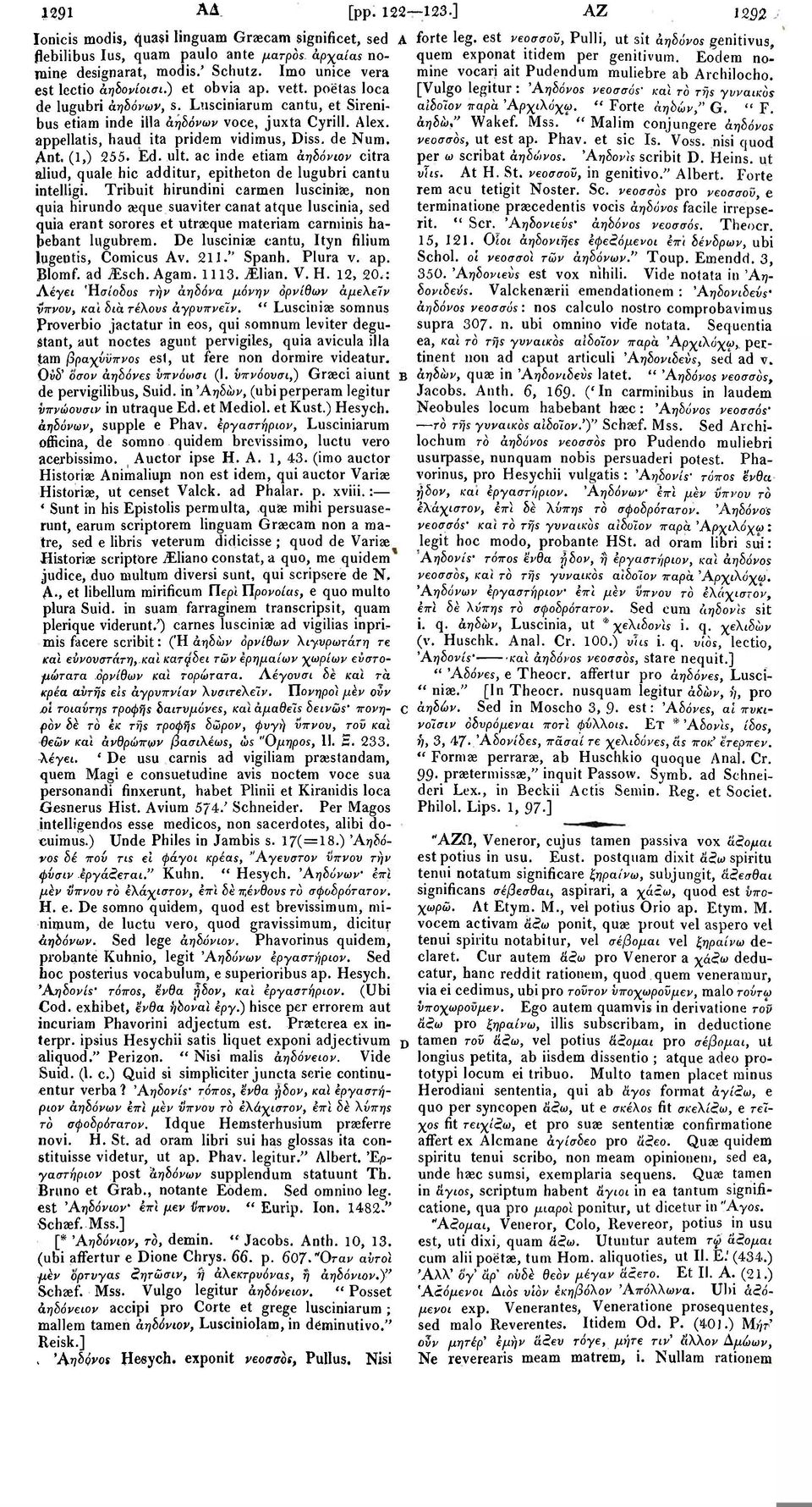 quem exponat itidem per genitivum. Eodem no- est lectio άηδονίοισι.) et obvia ap. vett. poetas loca [Vulgo legitur : Άηδόνος νεοσσός' καϊ τό τής γυναικός de lugubri άηδόνων, s.