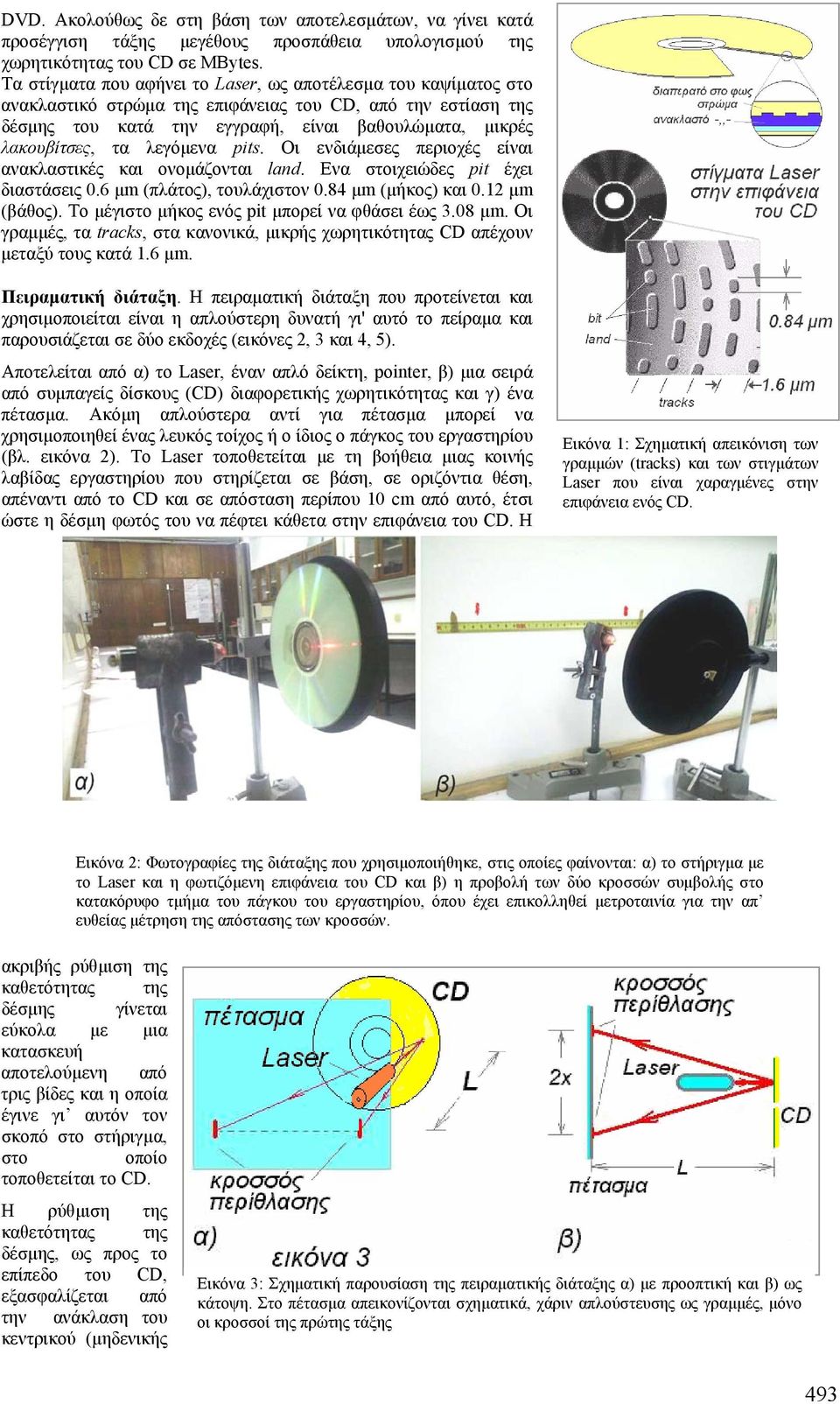 λεγόµενα pits. Οι ενδιάµεσες περιοχές είναι ανακλαστικές και ονοµάζονται land. Ενα στοιχειώδες pit έχει διαστάσεις 0.6 µm (πλάτος), τουλάχιστον 0.84 µm (µήκος) και 0.1 µm (βάθος).