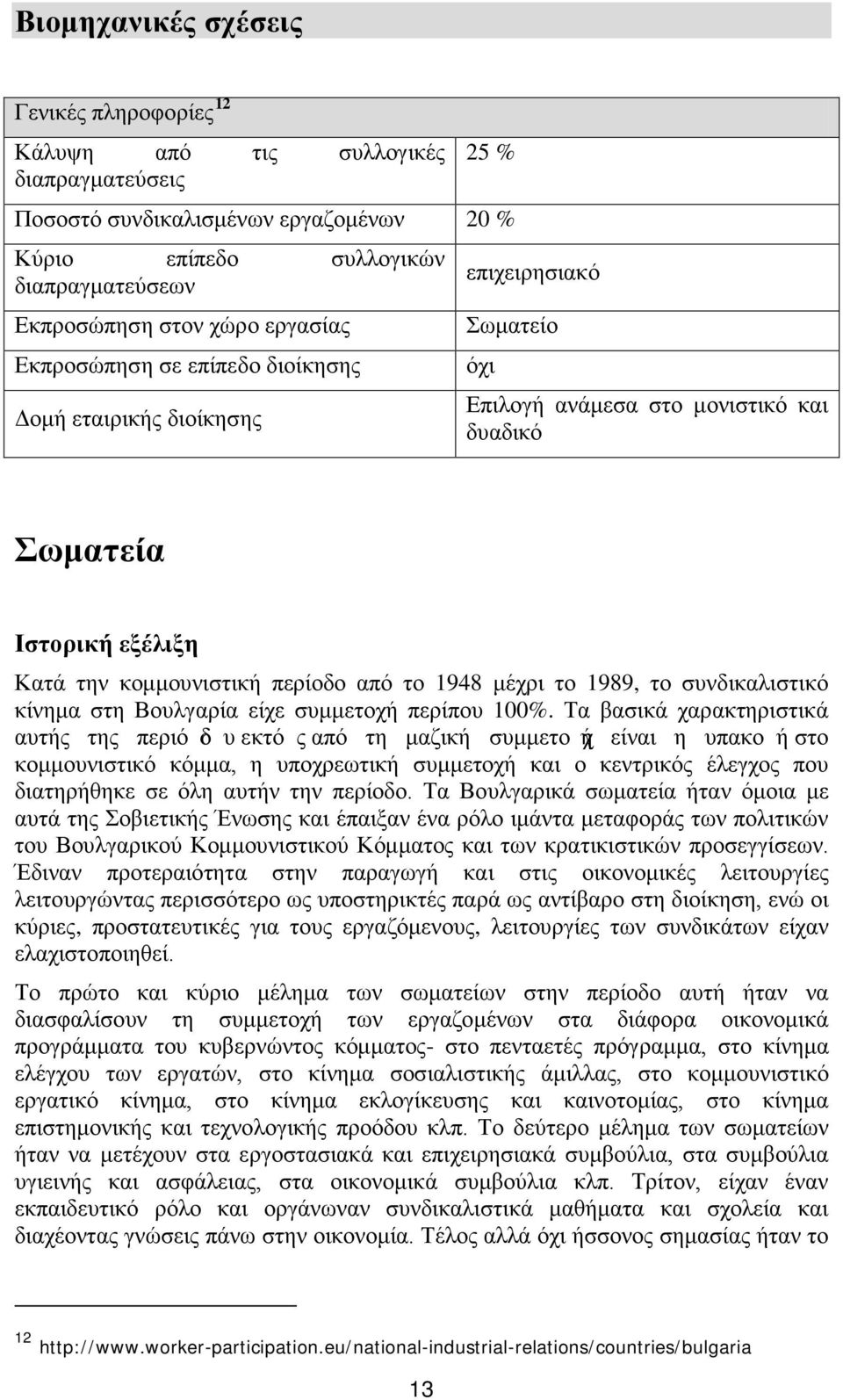 1948 μέχρι το 1989, το συνδικαλιστικό κίνημα στη Βουλγαρία είχε συμμετοχή περίπου 100%.