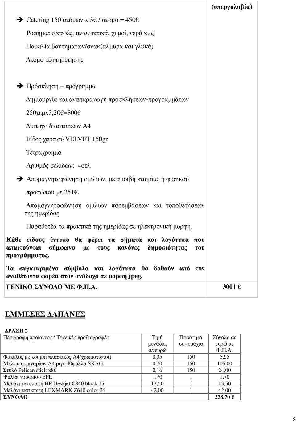 150gr Τετραχρωµία Αριθµός σελίδων: 4σελ Αποµαγνητοφώνηση οµιλιών, µε αµοιβή εταιρίας ή φυσικού προσώπου µε 251.