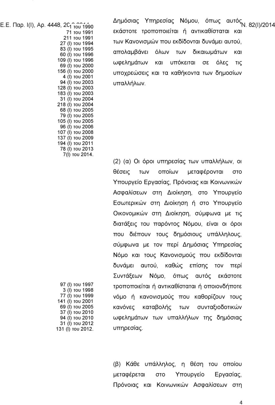 97 (Ι) του 1997 3 (Ι) του 1998 77 (Ι) του 1999 141 (Ι) του 2001 69 (Ι) του 2005 37 (Ι) του 2010 94 (Ι) του 2010 31 (Ι) του 2012 131 (Ι) του 2012.