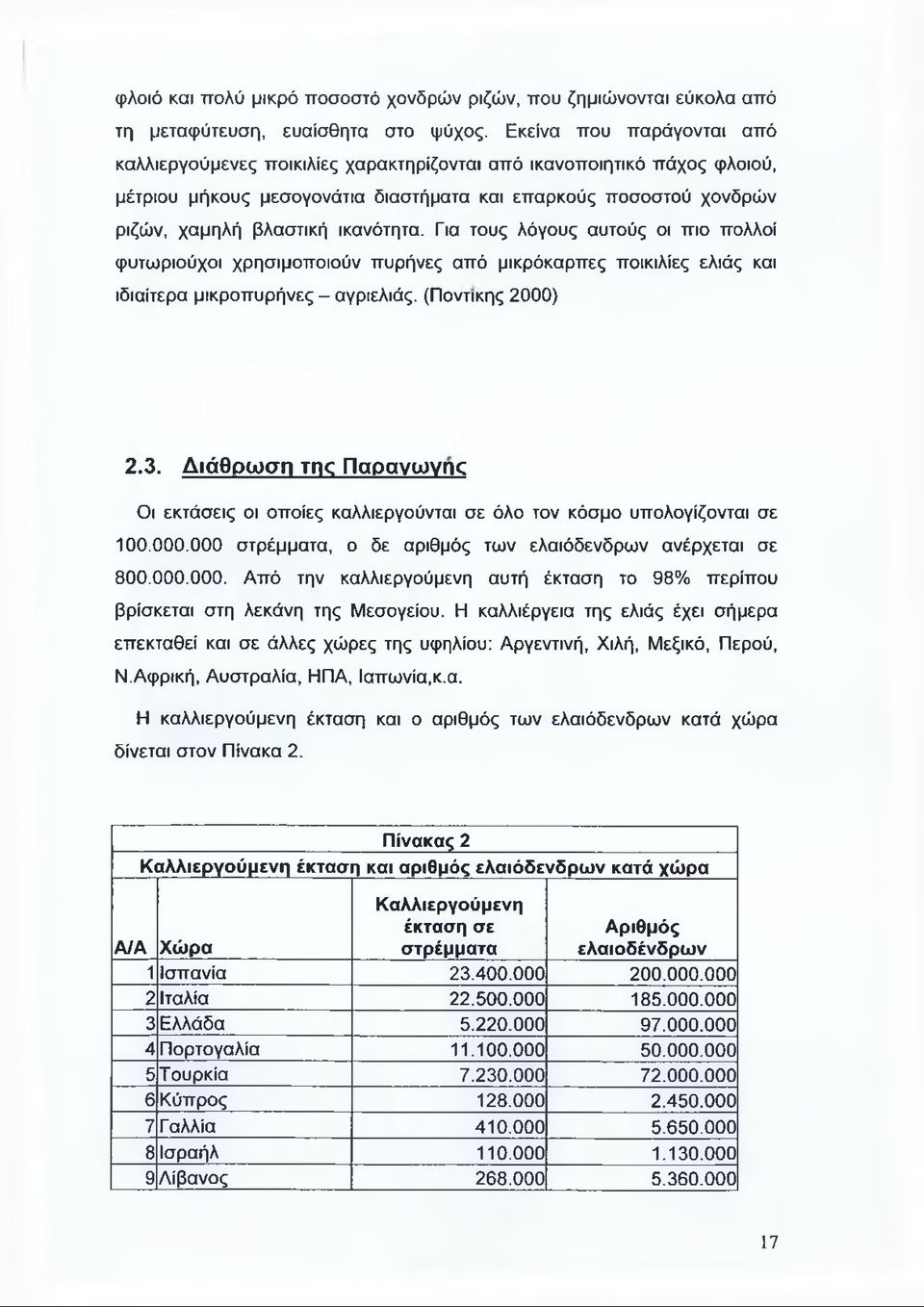 ικανότητα. Για τους λόγους αυτούς οι πιο πολλοί φυτωριούχοι χρησιμοποιούν πυρήνες από μικρόκαρπες ποικιλίες ελιάς και ιδιαίτερα μικροπυρήνες - αγριελιάς. (Ποντικής 2000) 2.3.