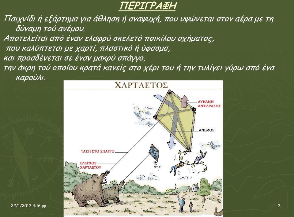 Αποτελείται από έναν ελαφρύ σκελετό ποικίλου σχήματος, που καλύπτεται με χαρτί,