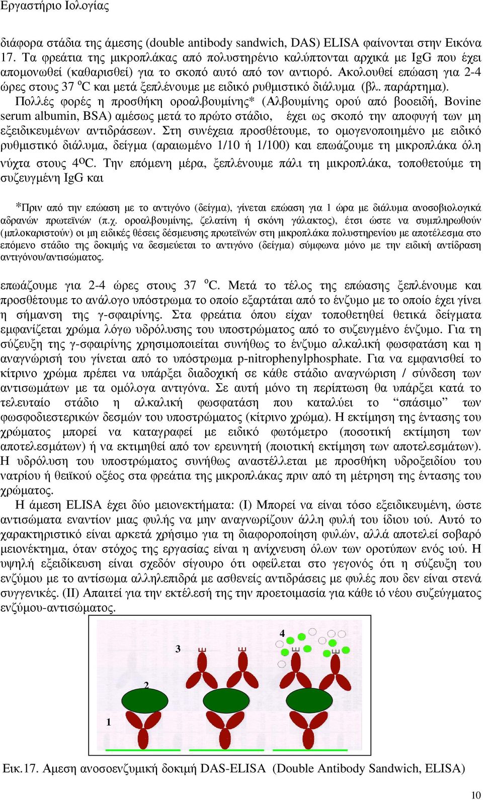 Ακολουθεί επώαση για 2-4 ώρες στους 37 ο C και µετά ξεπλένουµε µε ειδικό ρυθµιστικό διάλυµα (βλ. παράρτηµα).