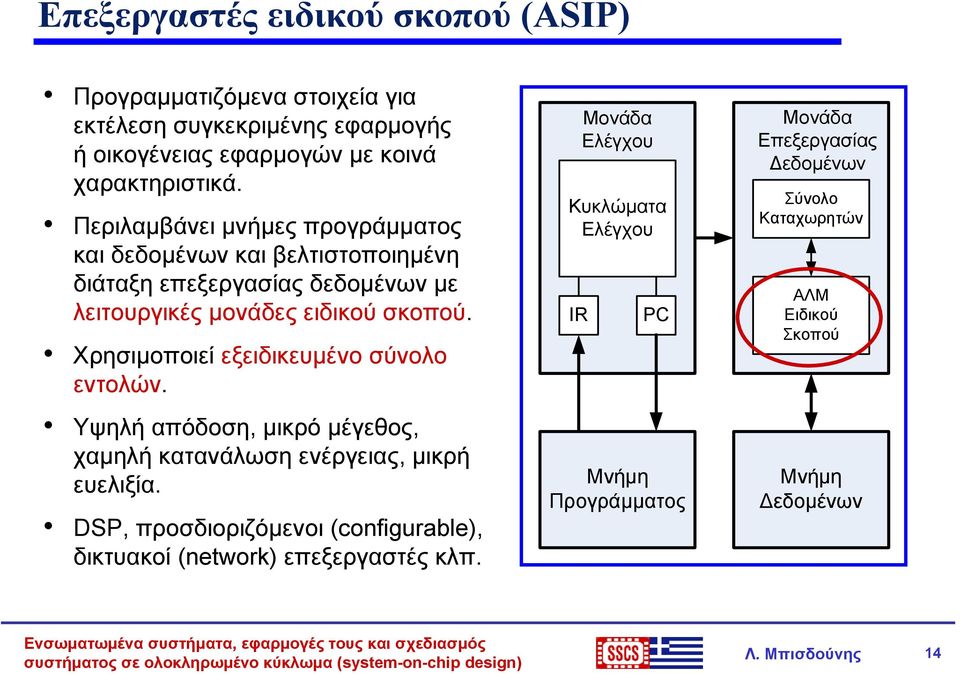 Χρησιμοποιεί εξειδικευμένο σύνολο εντολών. Υψηλή απόδοση, μικρό μέγεθος, χαμηλή κατανάλωση ενέργειας, μικρή ευελιξία.