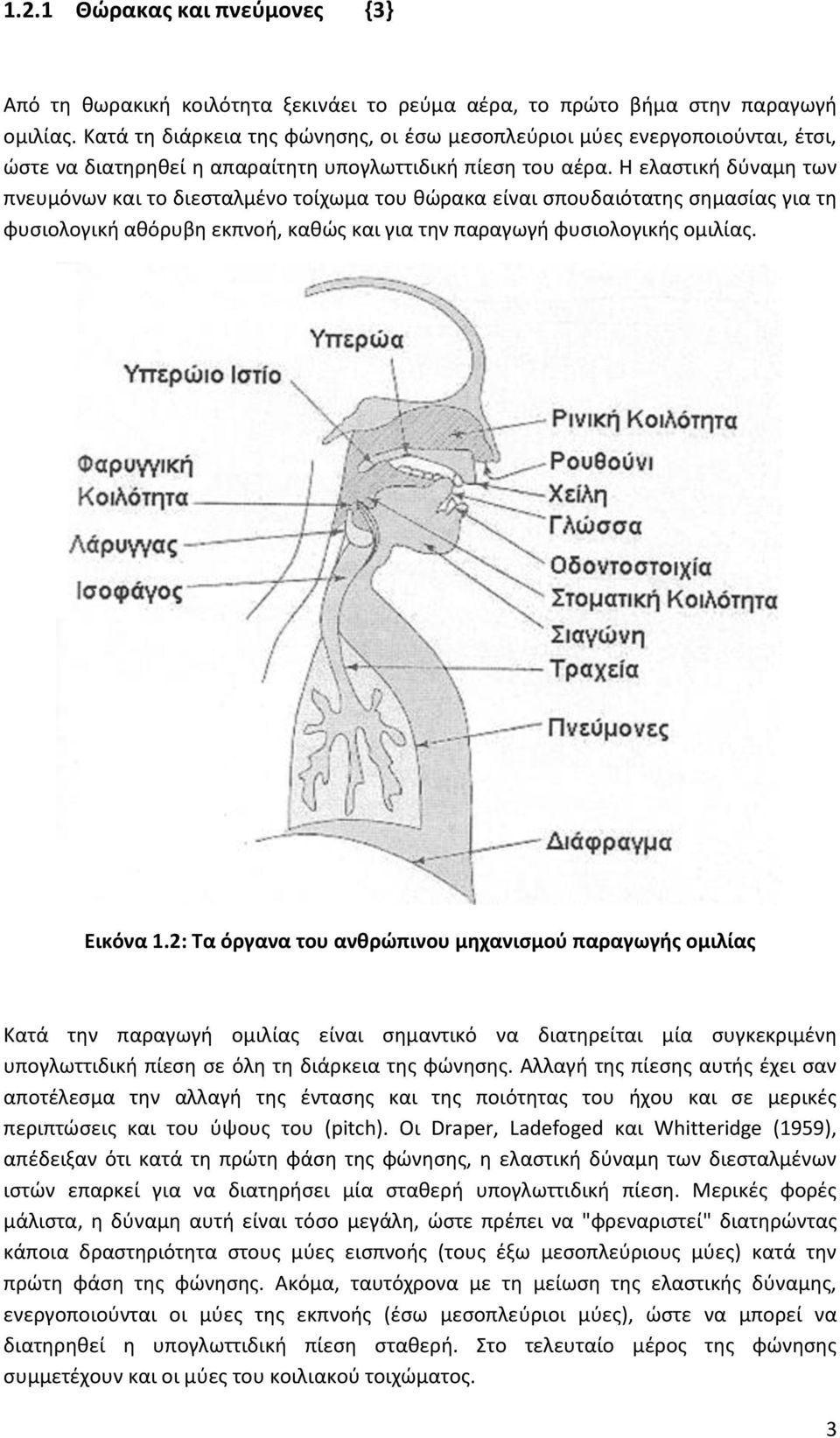 Η ελαστική δύναμη των πνευμόνων και το διεσταλμένο τοίχωμα του θώρακα είναι σπουδαιότατης σημασίας για τη φυσιολογική αθόρυβη εκπνοή, καθώς και για την παραγωγή φυσιολογικής ομιλίας. Εικόνα 1.