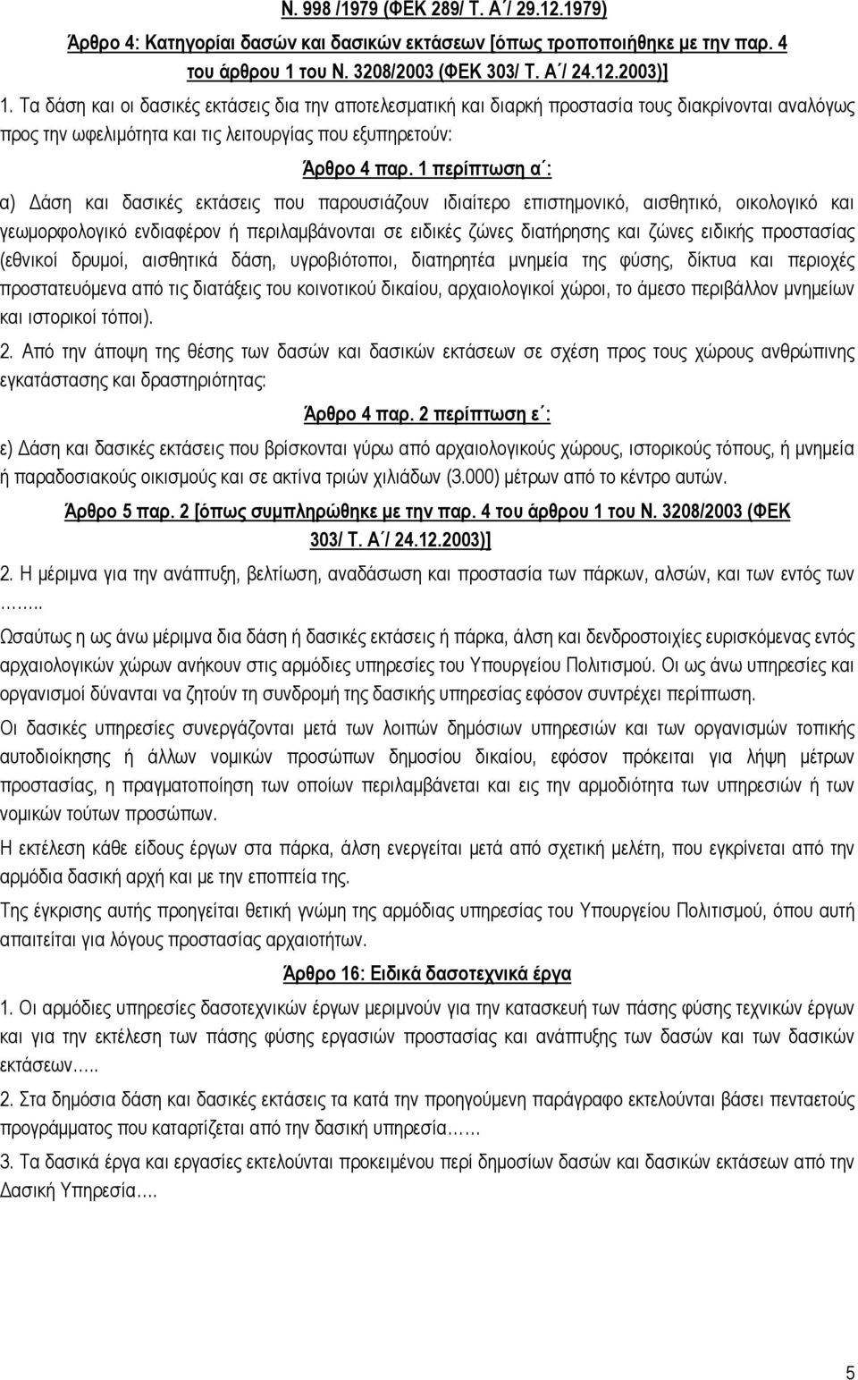 1 περίπτωση α : α) Δάση και δασικές εκτάσεις που παρουσιάζουν ιδιαίτερο επιστημονικό, αισθητικό, οικολογικό και γεωμορφολογικό ενδιαφέρον ή περιλαμβάνονται σε ειδικές ζώνες διατήρησης και ζώνες