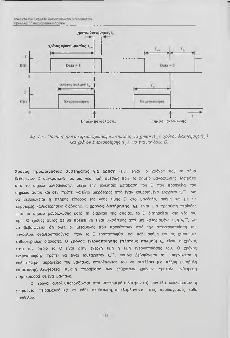 Χρόνος προετοιμ ασίας συστήματος για χρήση (tsu), είναι ο χρόνος που το σήμα δεδομένων D συγκρατείται σε μια νέα τιμή, αμέσως πριν το σημείο μανδάλωσης.