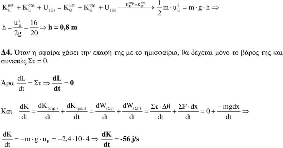 το βάρος της και συνεπώς Στ = 0.