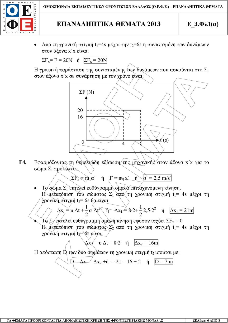 σνάρτηση µε τον χρόνο είναι: ΣF (N) 0 6 0 4 6 4.