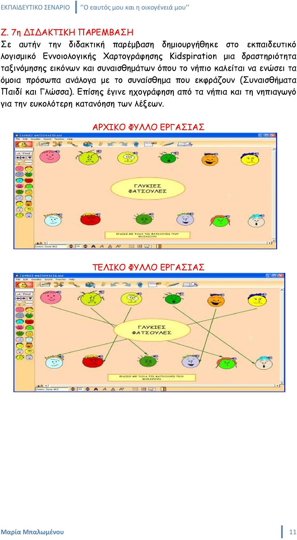 όμοια πρόσωπα ανάλογα με το συναίσθημα που εκφράζουν (Συναισθήματα Παιδί και Γλώσσα).