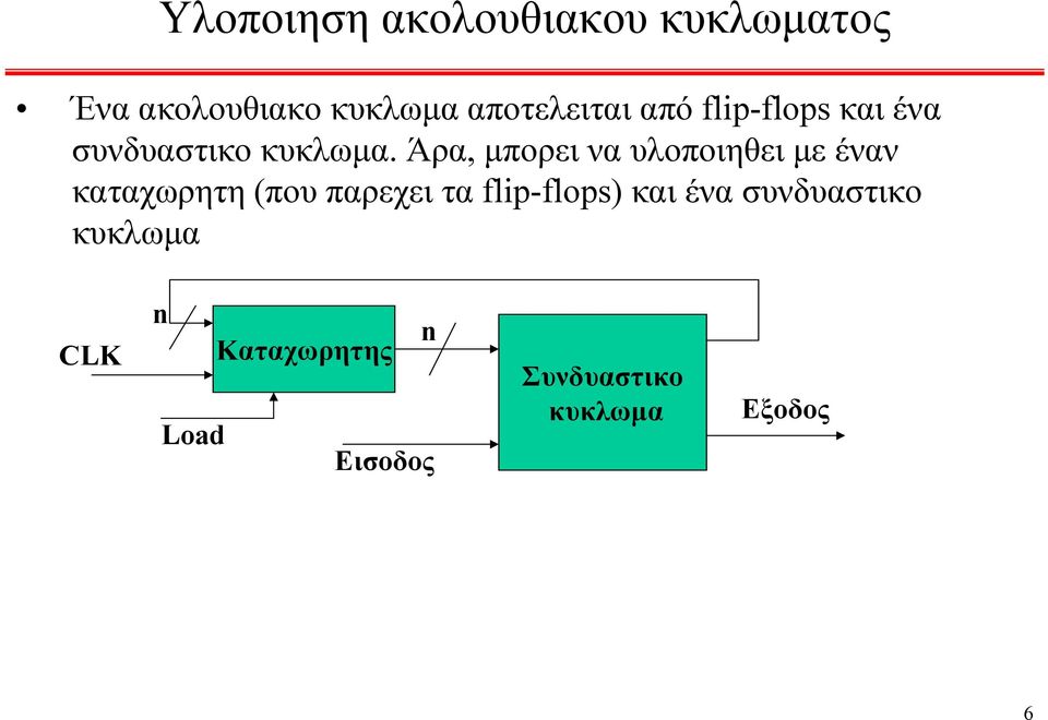 Άρα, μπορει να υλοποιηθει με έναν καταχωρητη (που παρεχει τα