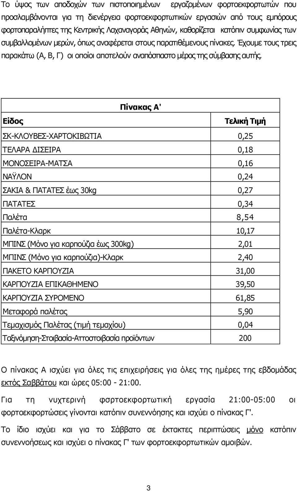 Έχουµε τους τρεις παρακάτω (Α, Β, Γ) οι οποίοι αποτελούν αναπόσπαστο µέρος της σύµβασης αυτής.