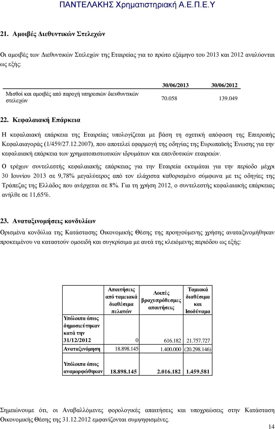 2007), που αποτελεί εφαρμογή της οδηγίας της Ευρωπαϊκής Ένωσης για την κεφαλαιακή επάρκεια των χρηματοπιστωτικών ιδρυμάτων και επενδυτικών εταιρειών.