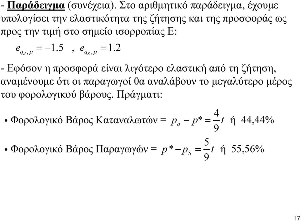 σημείο ισορροπίας Ε: e = 1.5, e = 1.